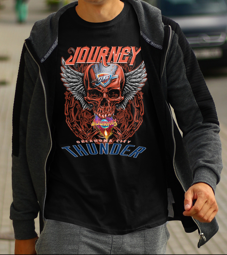 Journey Oklahoma City Thunder Skull Wings T-Shirt