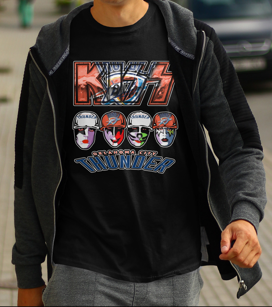 Kiss Oklahoma City Thunder Mascot Face Paint Display T-Shirt