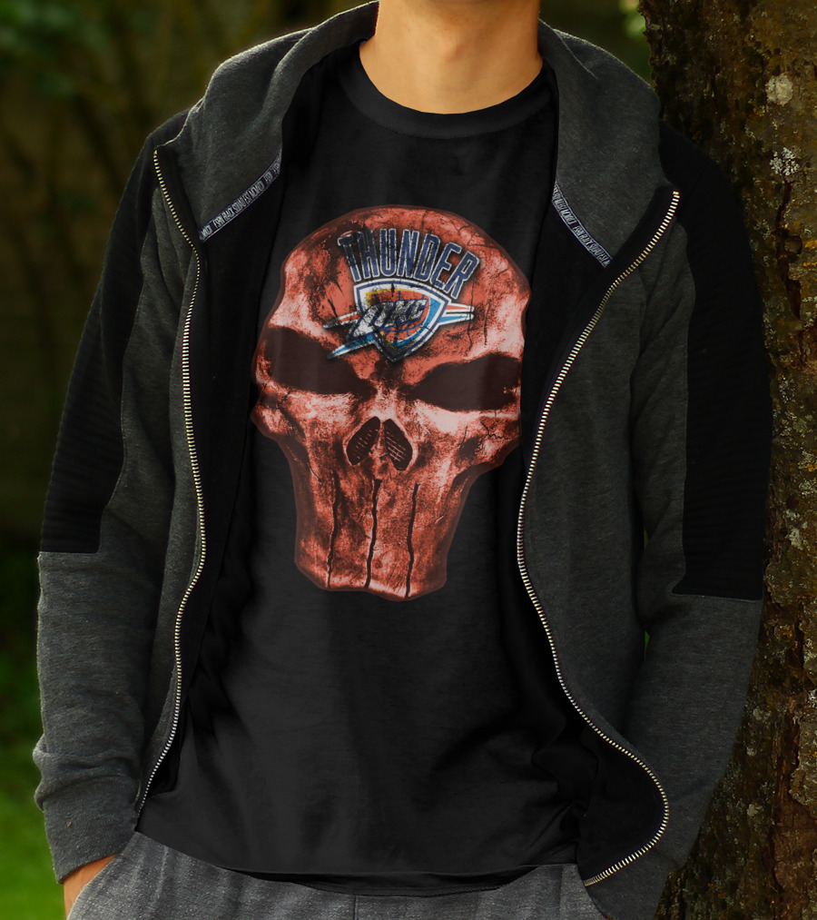 Skull Oklahoma City Thunder Logo Thunder T-Shirt