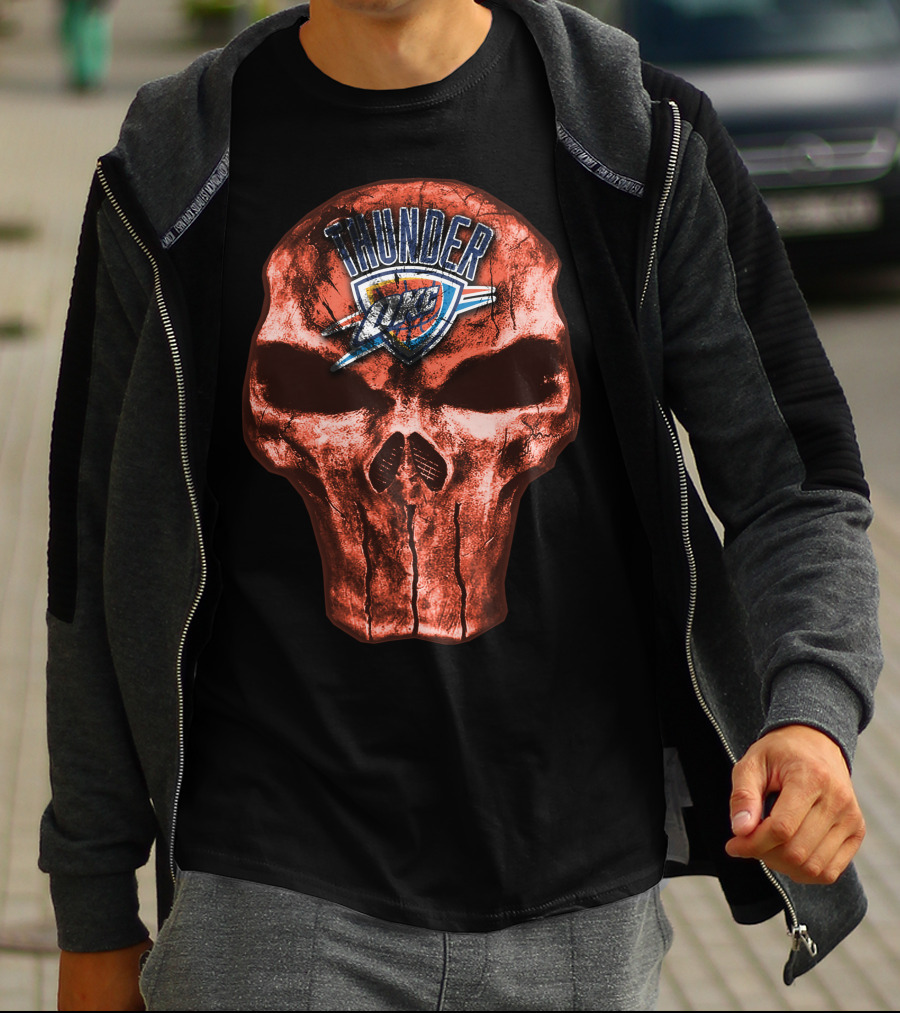 Skull Oklahoma City Thunder Logo Thunder T-Shirt