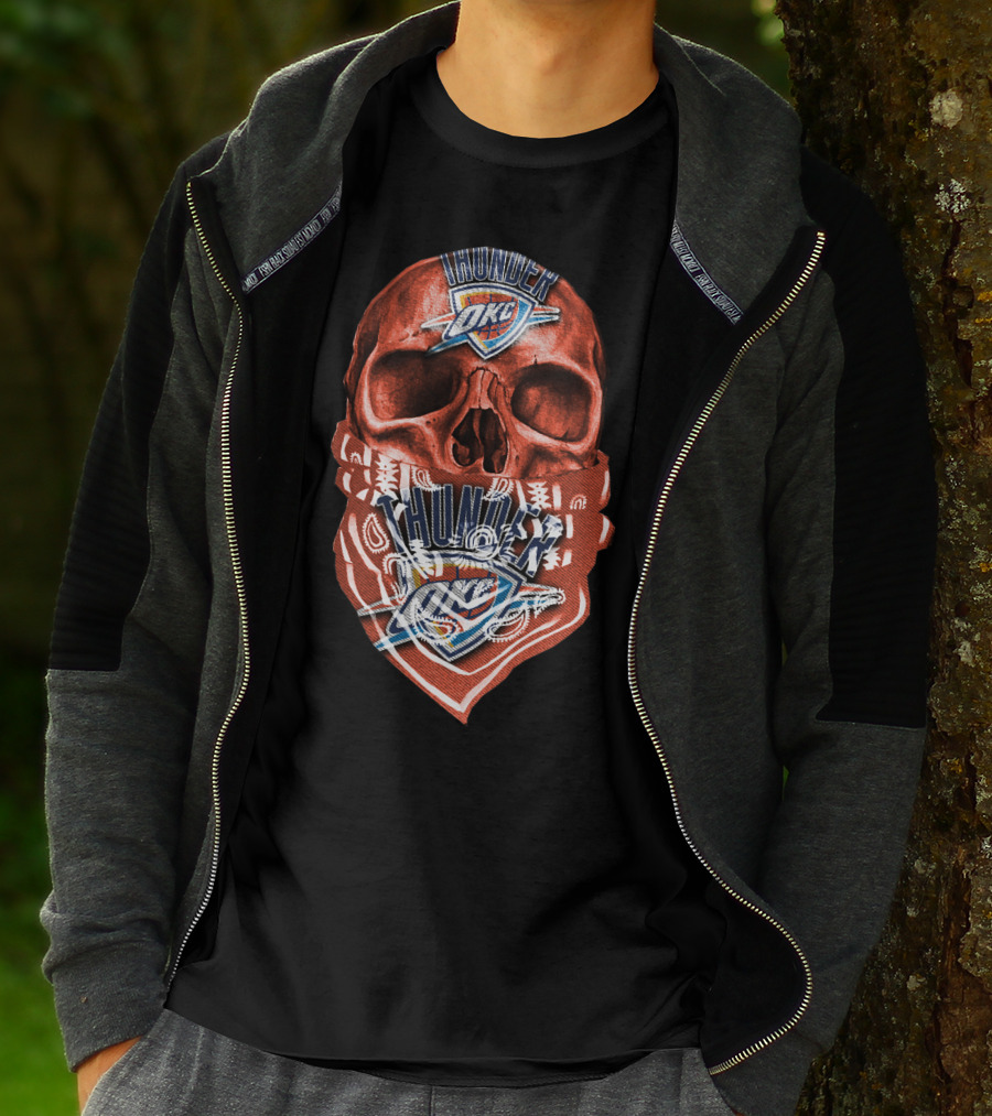 Skull Oklahoma City Thunder Logo Bandana T-Shirt