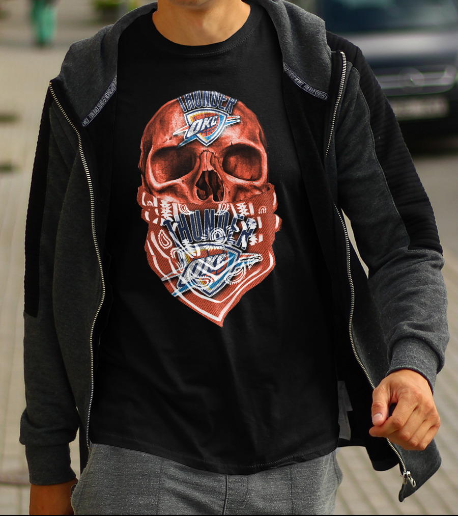 Skull Oklahoma City Thunder Logo Bandana T-Shirt