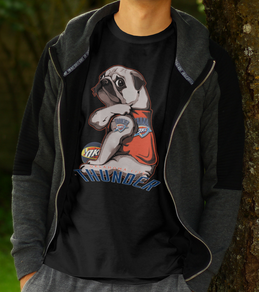 Oklahoma City Thunder Pug With DKC Thunder T-Shirt