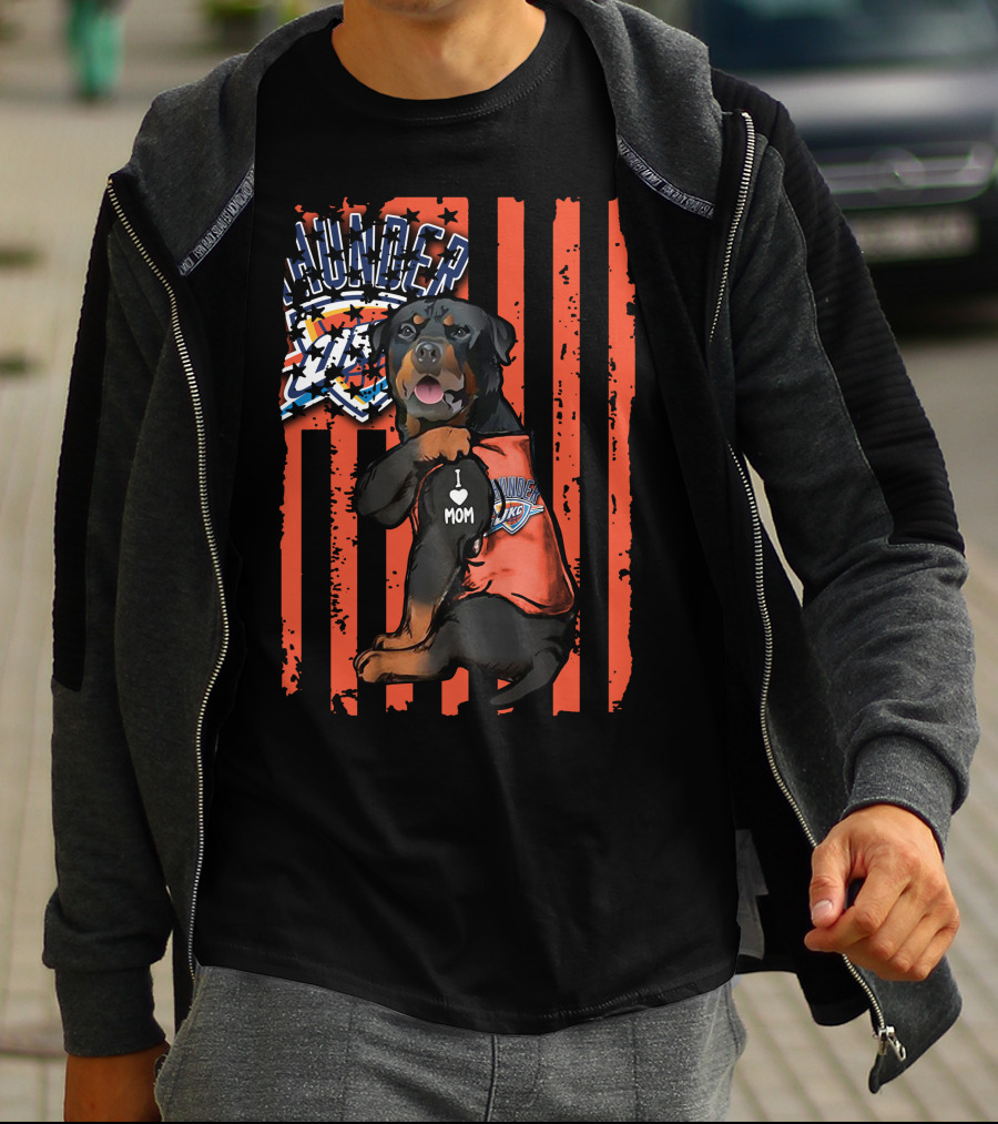 Rottweiler I Love Mom Oklahoma City Thunder Fan T-Shirt