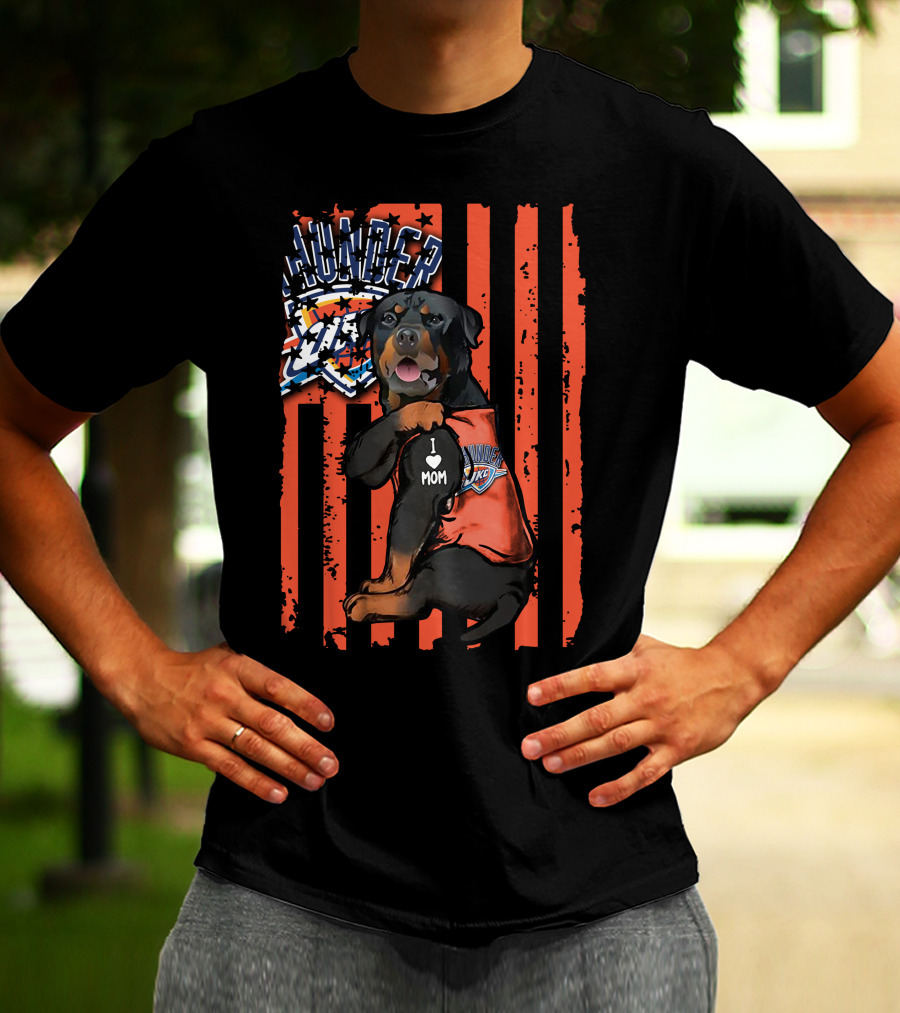 Rottweiler I Love Mom Oklahoma City Thunder Fan T-Shirt