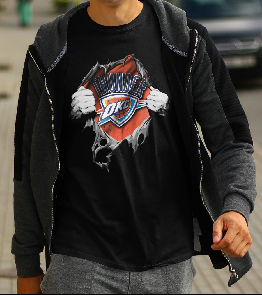 Torn Thunder OKC Basketball Fan T-Shirt