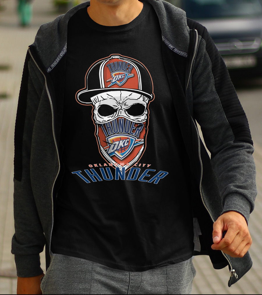 Thunder OCK Oklahoma City Skull Hat T-Shirt