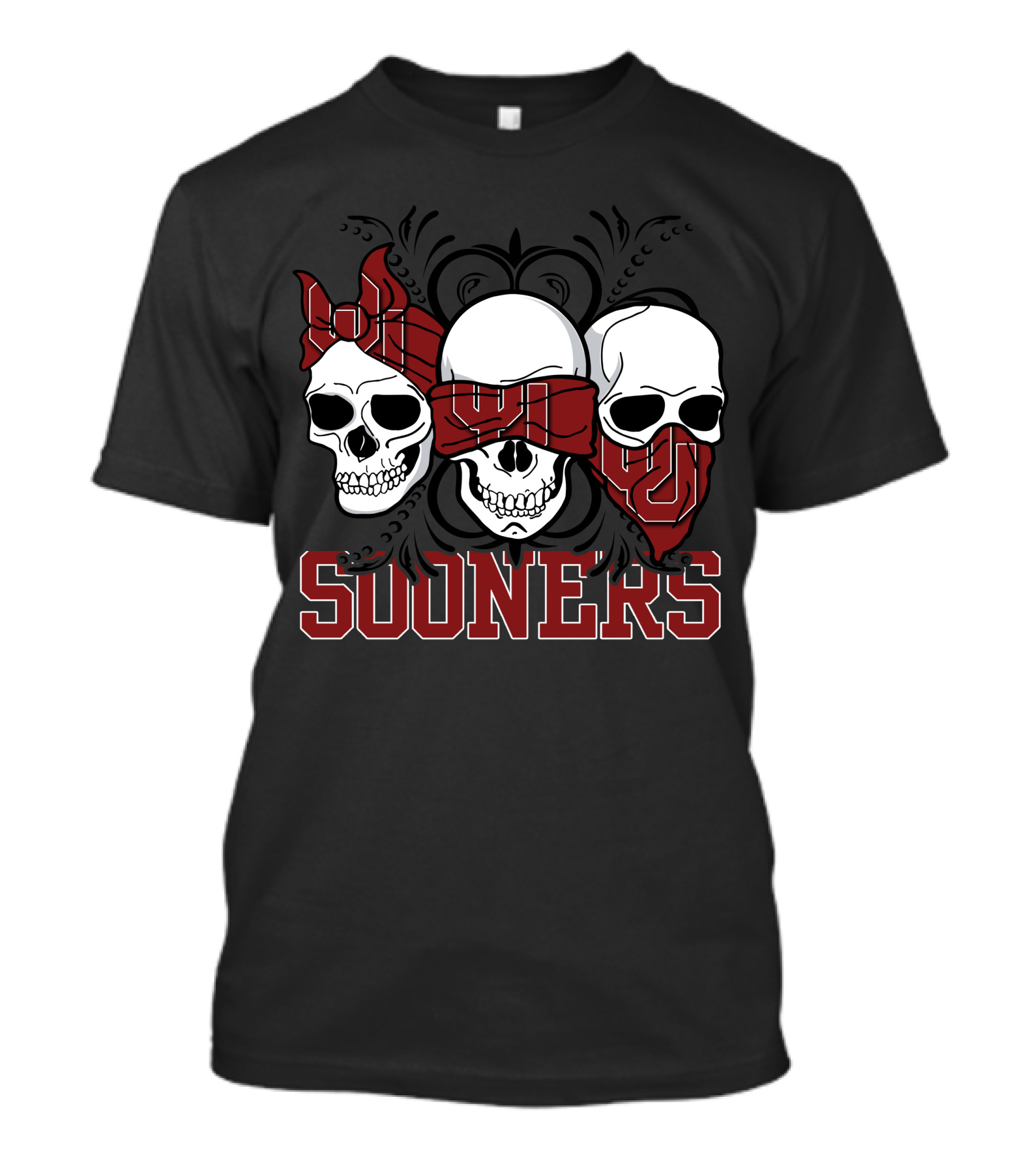 Sooners Three Skulls Bandanas T-Shirt