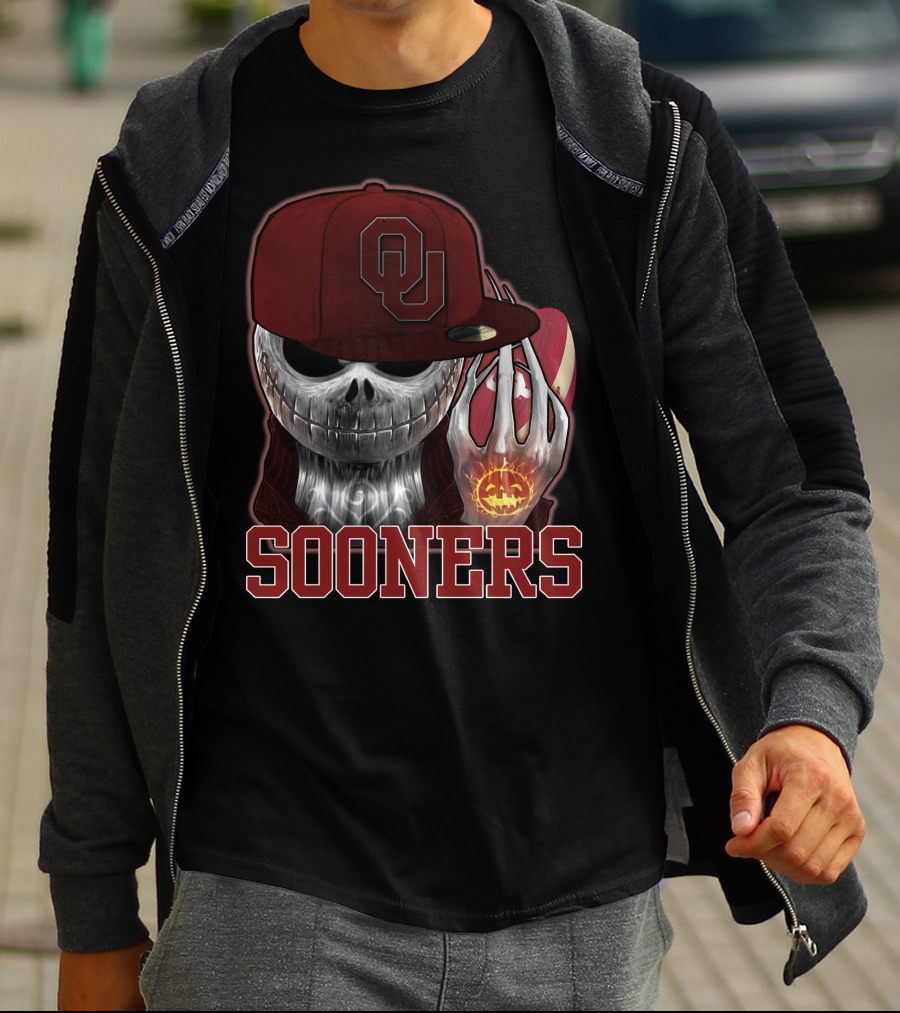 Jackskull Oklahoma Sooners Halloween Skeleton Pumpkin T-Shirt