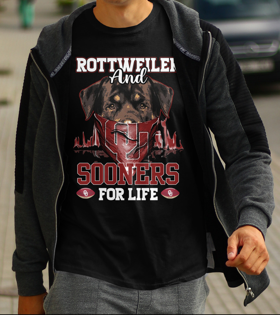 Rottweiler And Sooners For Life OU Football Fans T-Shirt