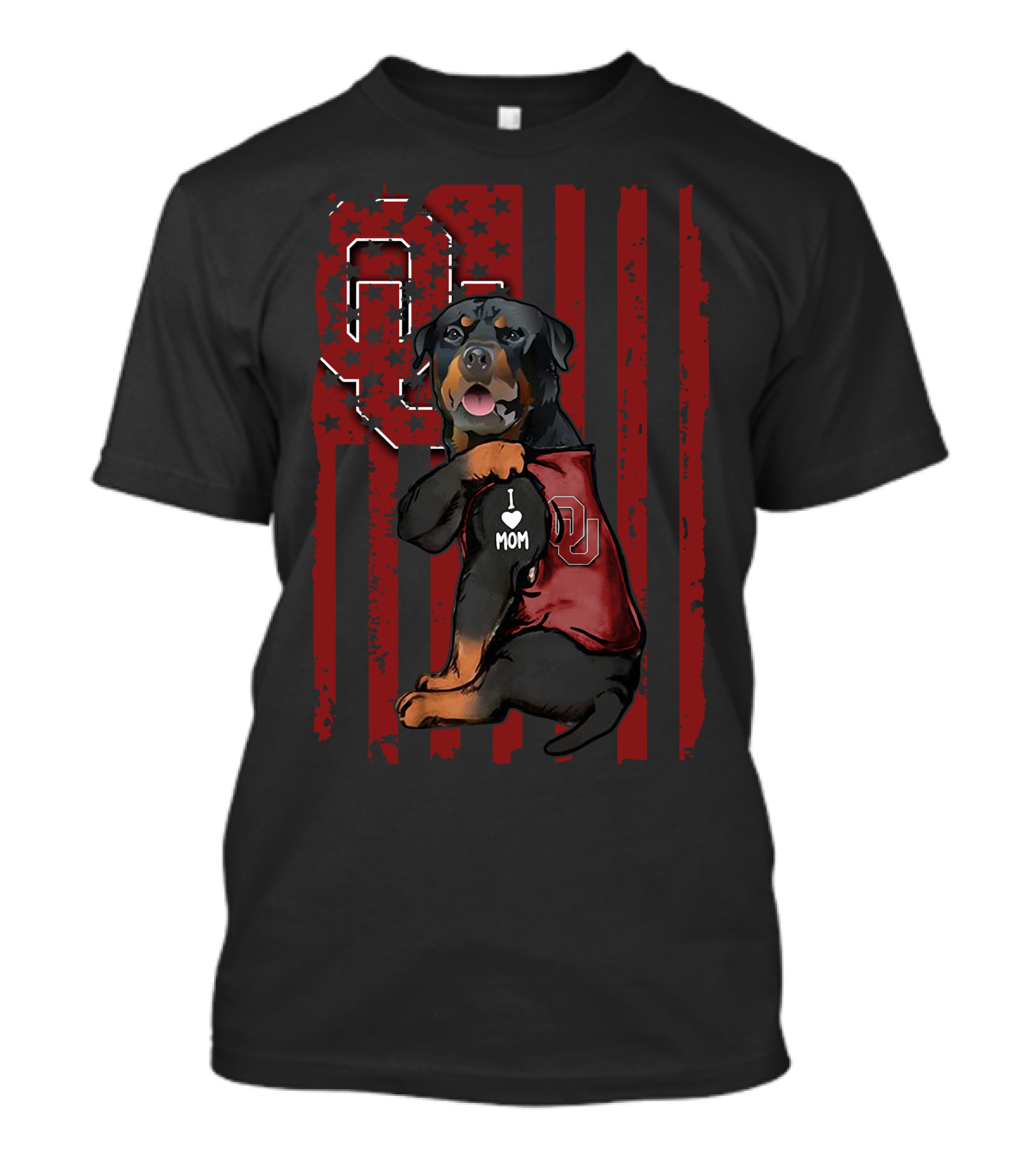 Rottweiler OU Sooners I Love Mom Patriotic T-Shirt