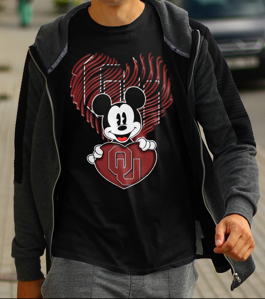 Mick Oklahoma Sooners Heart OU Mickey T-Shirt