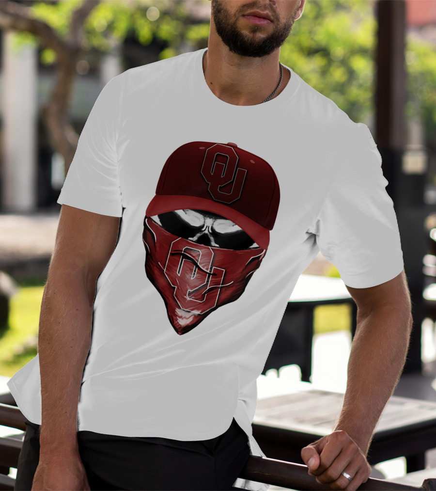 OU Skull Red Cap Bandana Oklahoma Sooners T-Shirt