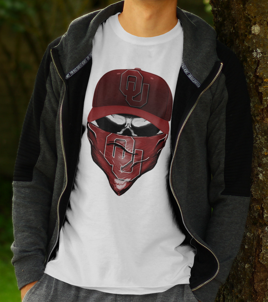 OU Skull Red Cap Bandana Oklahoma Sooners T-Shirt