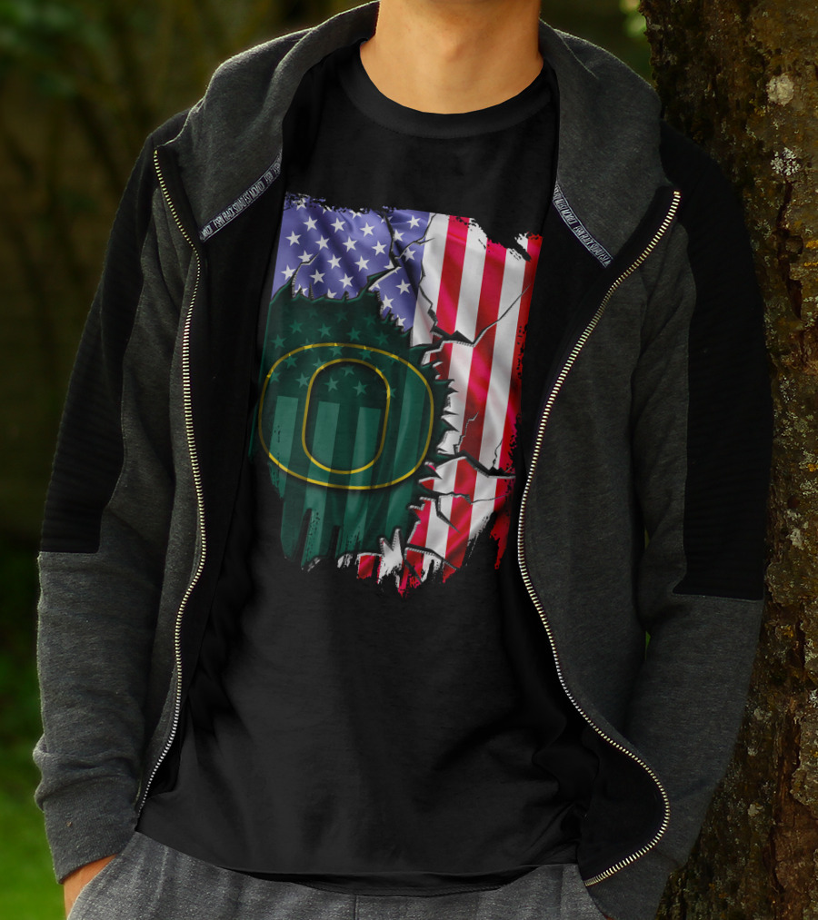 American Flag Oregon Ducks T-Shirt