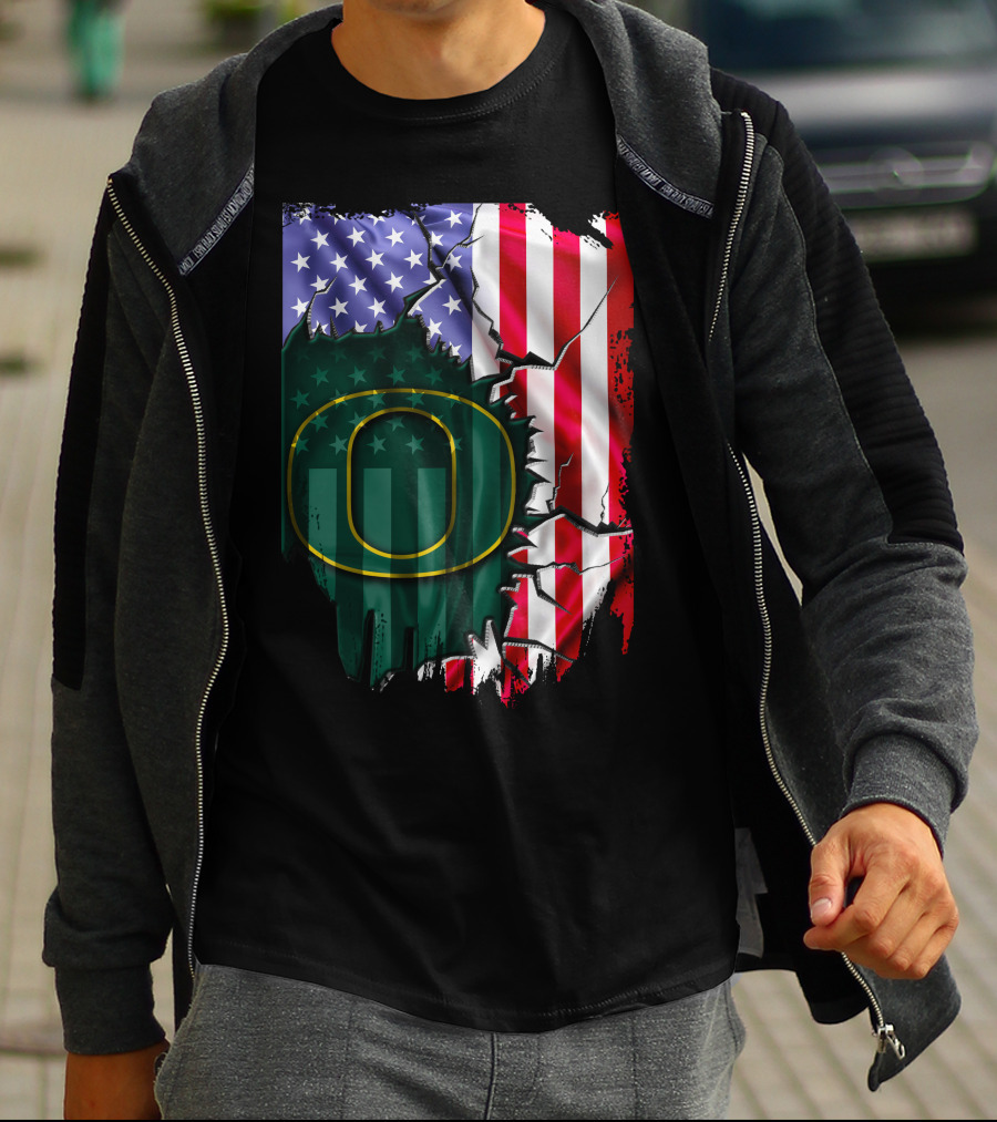 American Flag Oregon Ducks T-Shirt