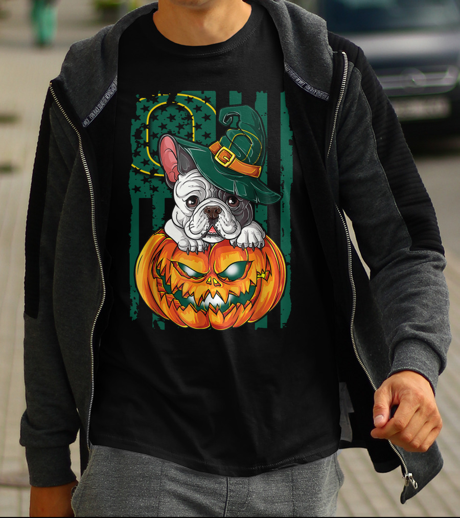 Hlw Bulldog Oregon Ducks Halloween Pumpkin Wizard Hat T-Shirt
