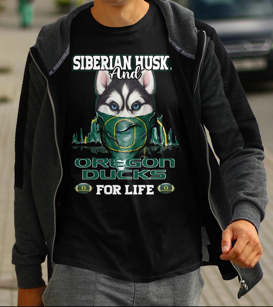 Siberian Husky And Oregon Ducks For Life T-Shirt