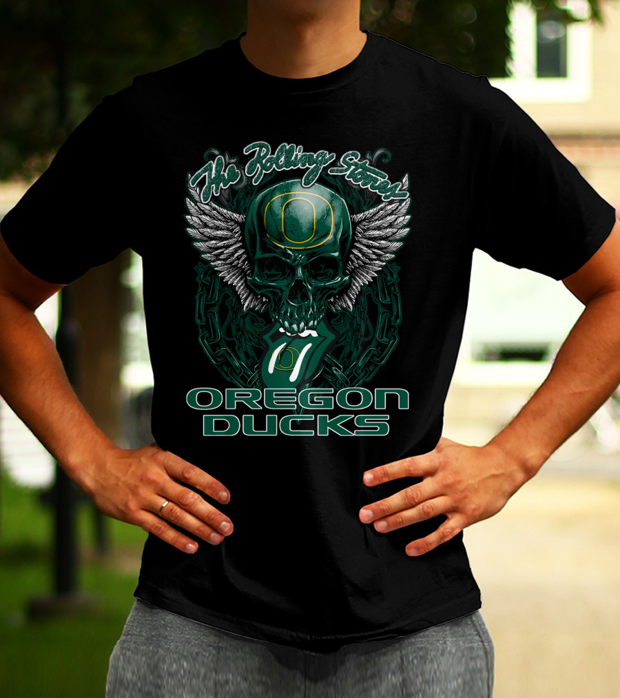The Rolling Stones Oregon Ducks Winged Skull T-Shirt