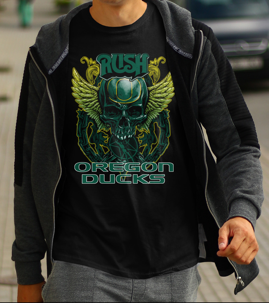 Rush Oregon Ducks Winged Skull Emblem T-Shirt