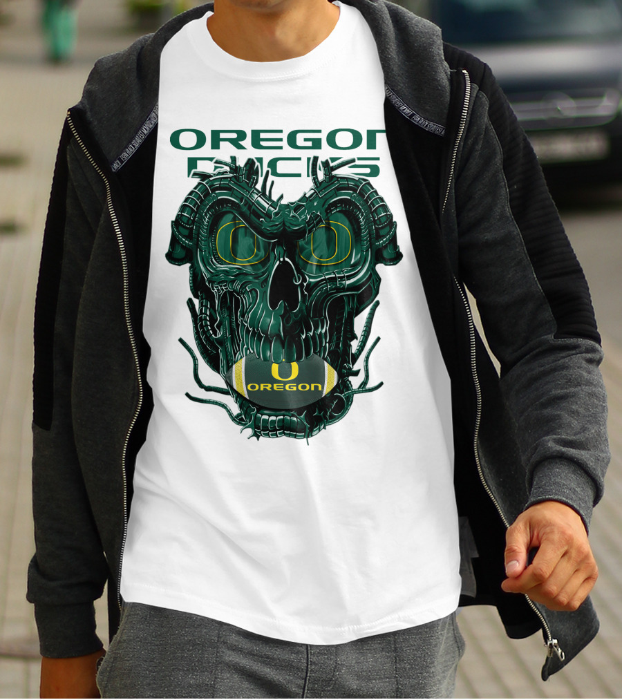 Oregon Ducks Dragonskull Football Fusion T-Shirt