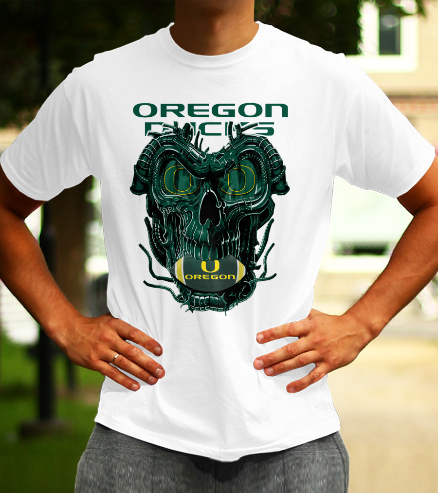 Oregon Ducks Dragonskull Football Fusion T-Shirt