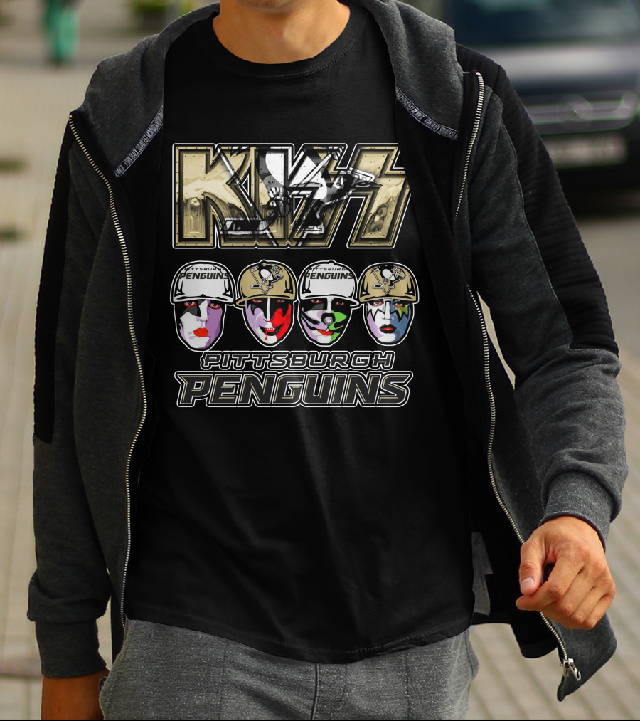 Kiss Pittsburgh Penguins Face Paint Hockey Collaboration T-Shirt