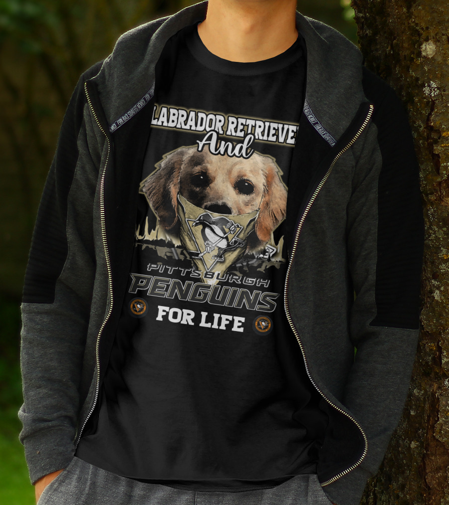 Labrador Retriever And Pittsburgh Penguins For Life T-Shirt