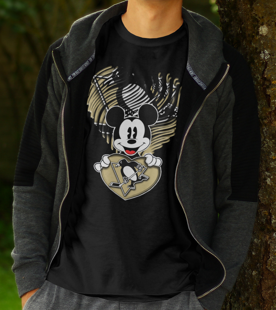 Mick Penguins Hockey Heart T-Shirt