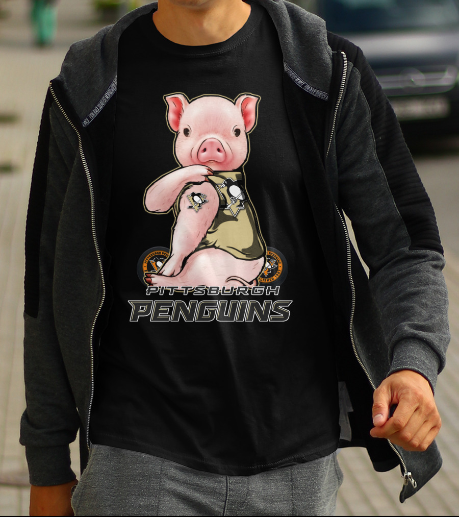 Pittsburgh Penguins Pig In Jersey With Team T-Shirt