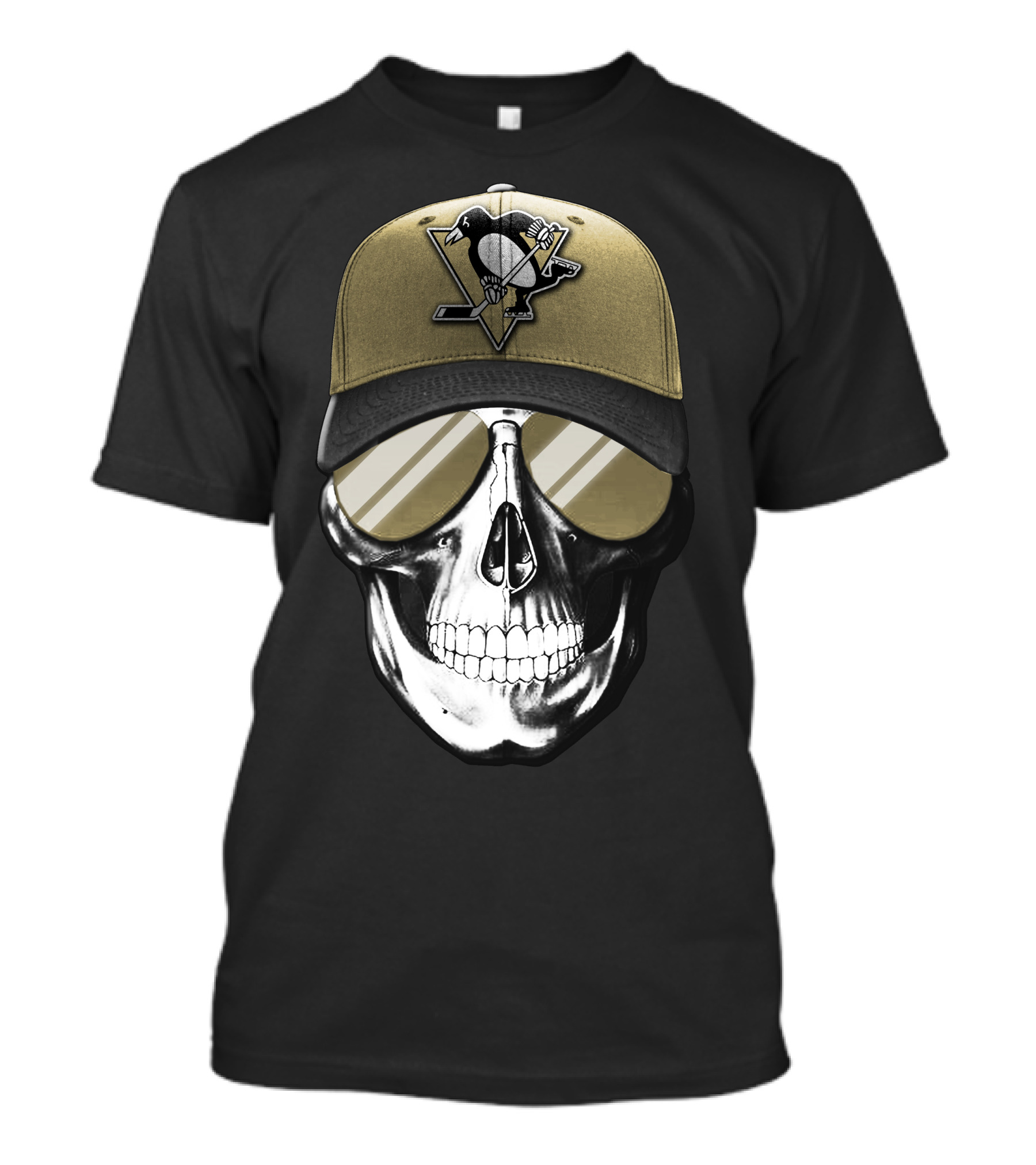 Pittsburgh Penguins Skull Hat Hockey Fan T-Shirt