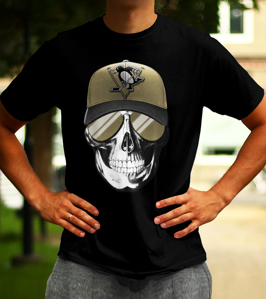 Pittsburgh Penguins Skull Hat Hockey Fan T-Shirt