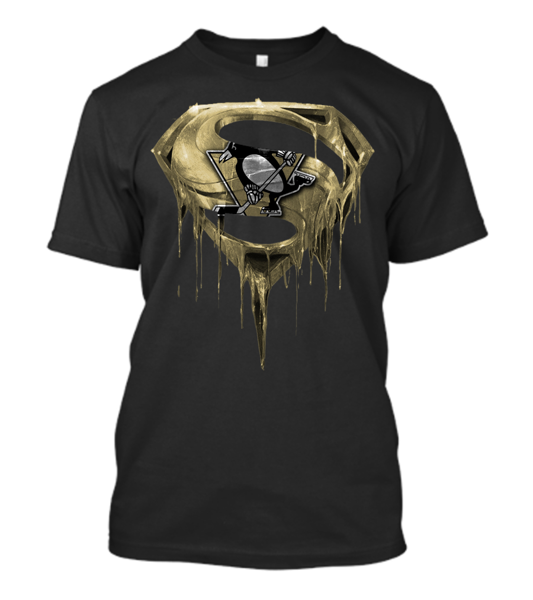 Pittsburgh Penguins Superman Logo Symbol Dripping T-Shirt