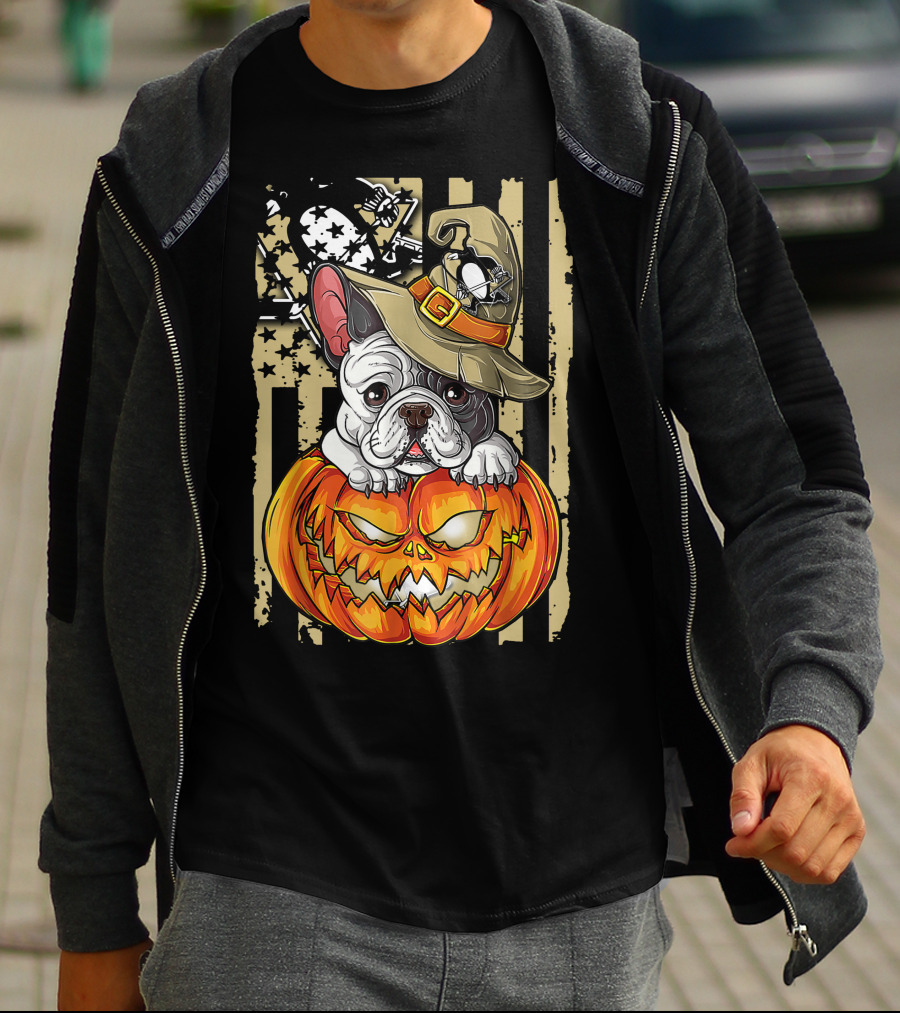 Hlw Bulldog Pumpkin Pittsburgh Penguins Halloween T-Shirt