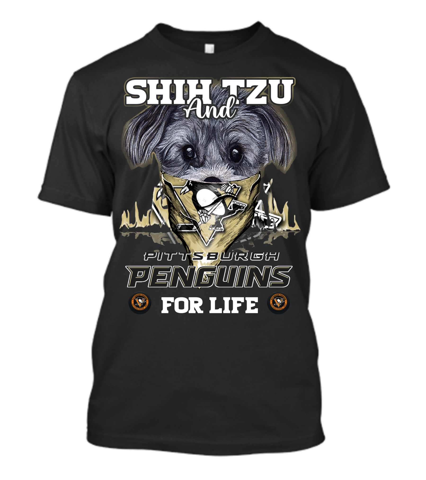 Shih Tzu And Pittsburgh Penguins For Life T-Shirt