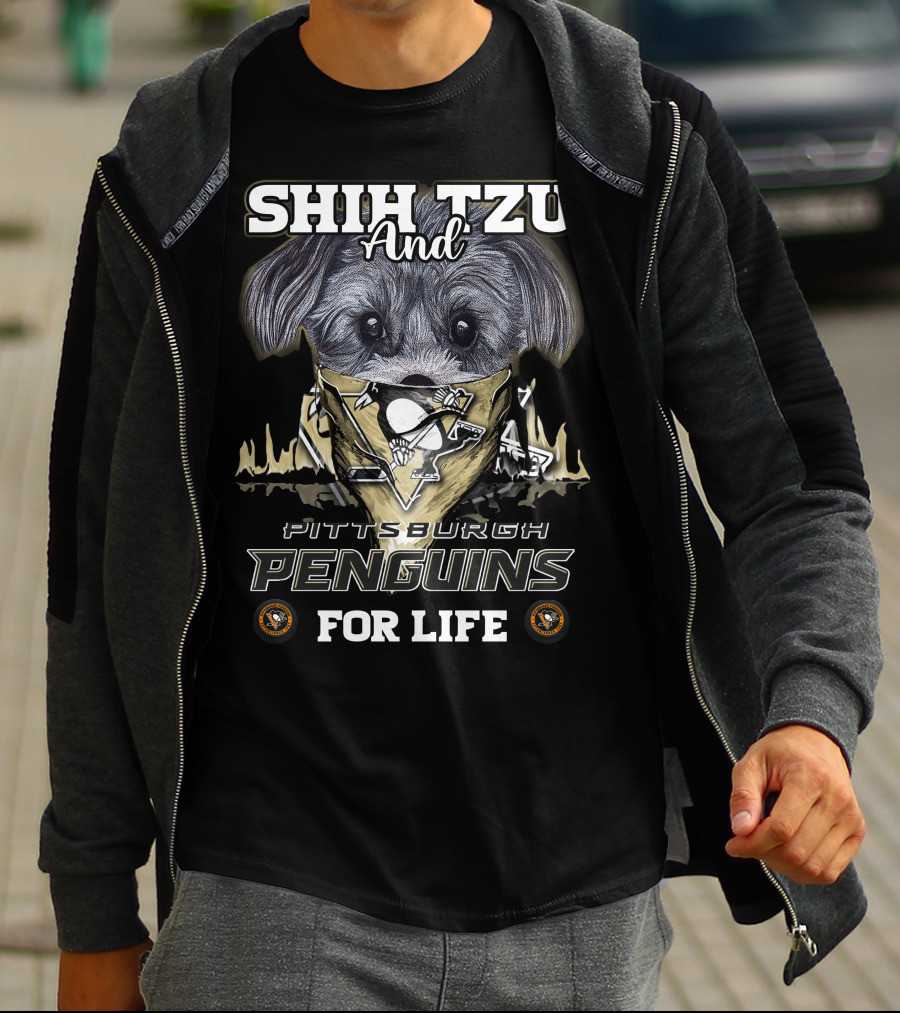 Shih Tzu And Pittsburgh Penguins For Life T-Shirt