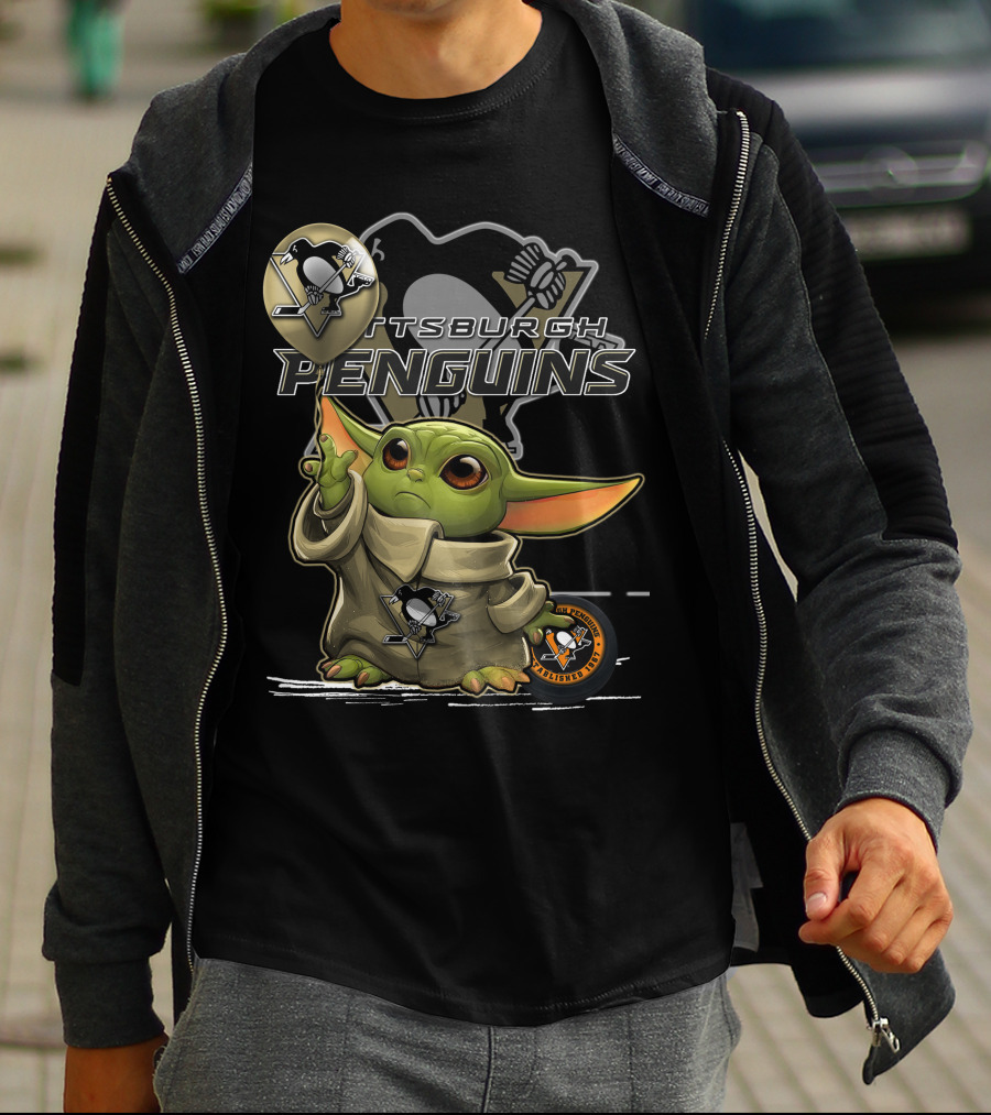 Yoda Pittsburgh Penguins Hockey Force Baby Alien T-Shirt