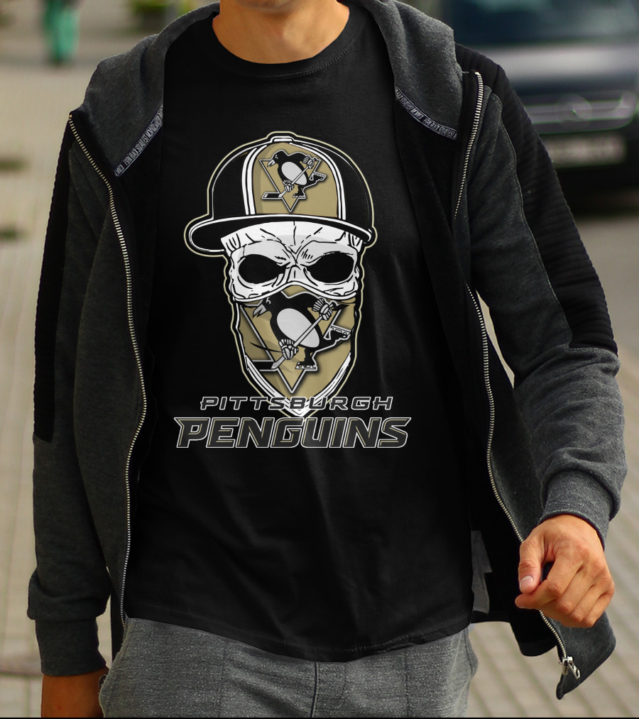 Pittsburgh Penguins Skull With Hat T-Shirt