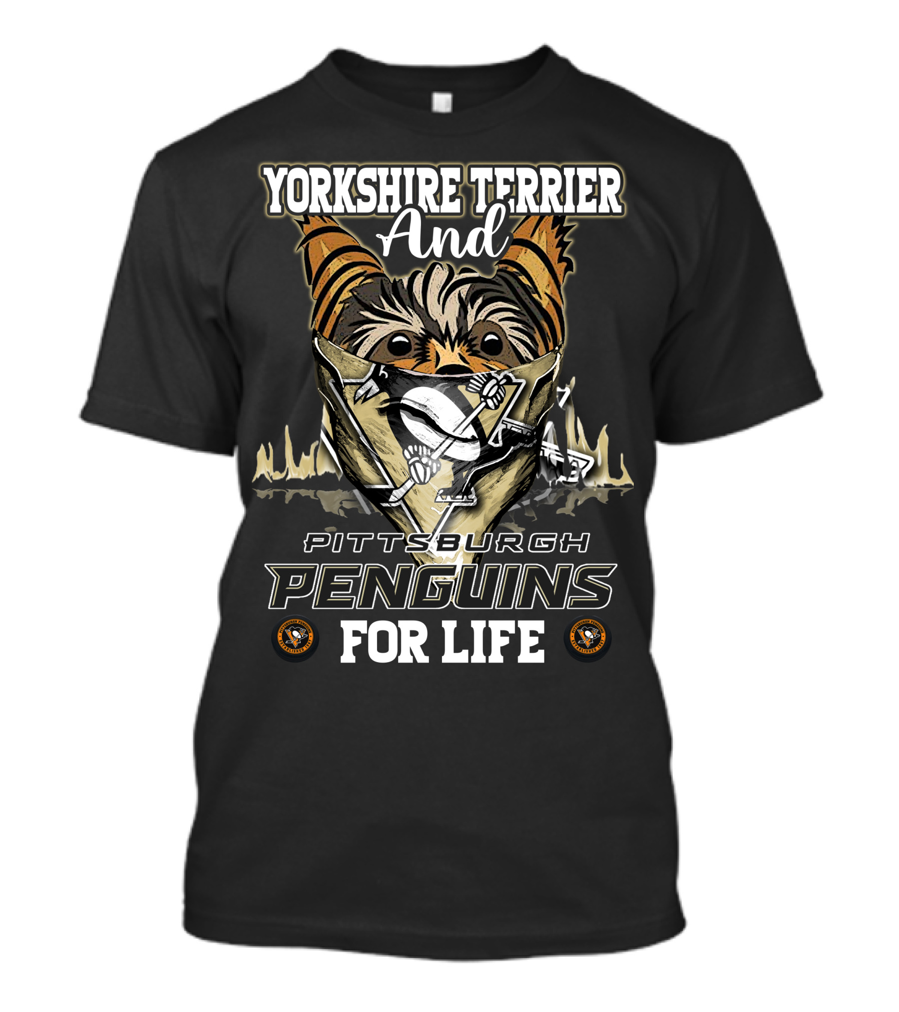 Yorkshire Terrier And Pittsburgh Penguins For Life T-Shirt