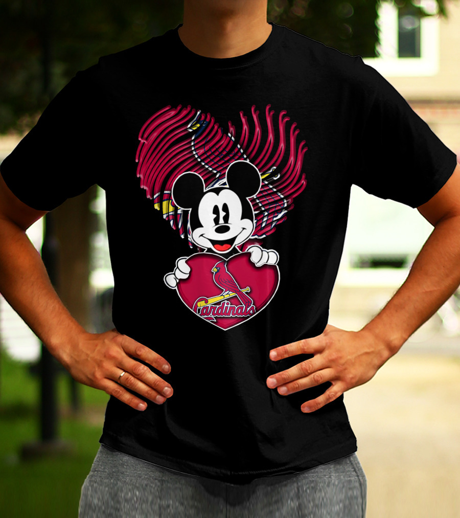 Mickey Mouse St. Louis Cardinals Heart T-Shirt