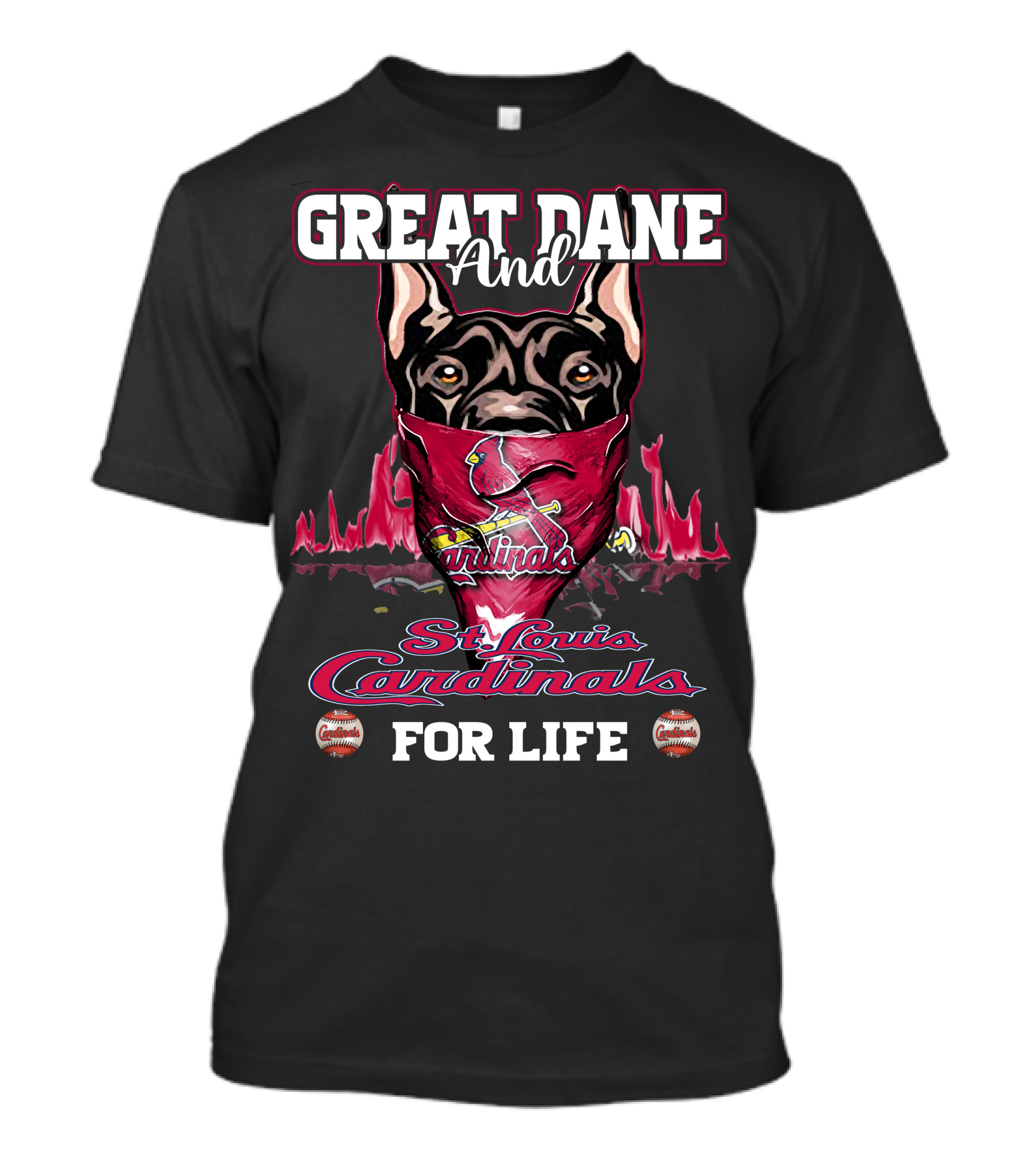 Great Dane And St. Louis Cardinals For Life T-Shirt