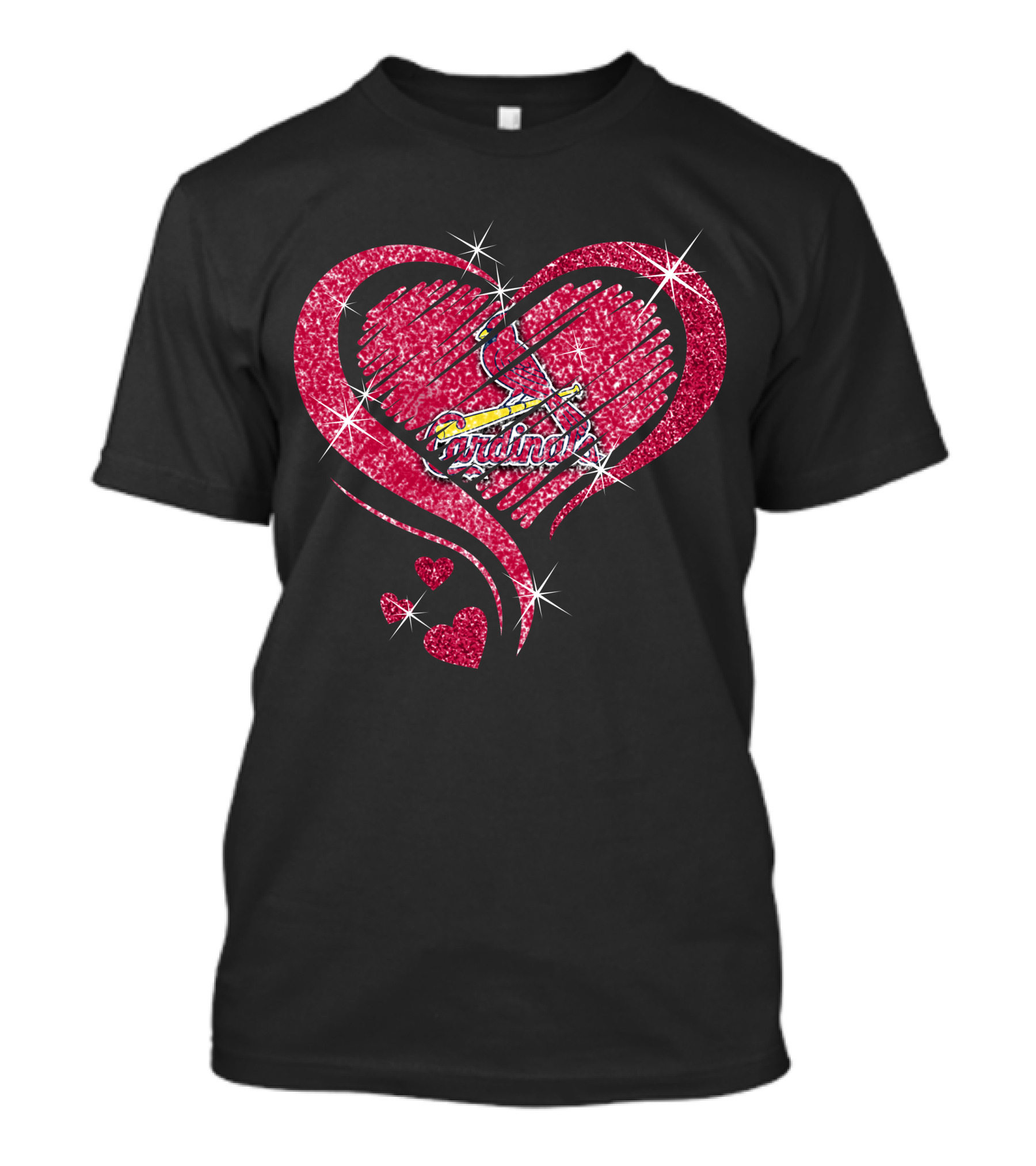 St. Louis Cardinals Heart Glitter Diamond Logo Sparkle T-Shirt