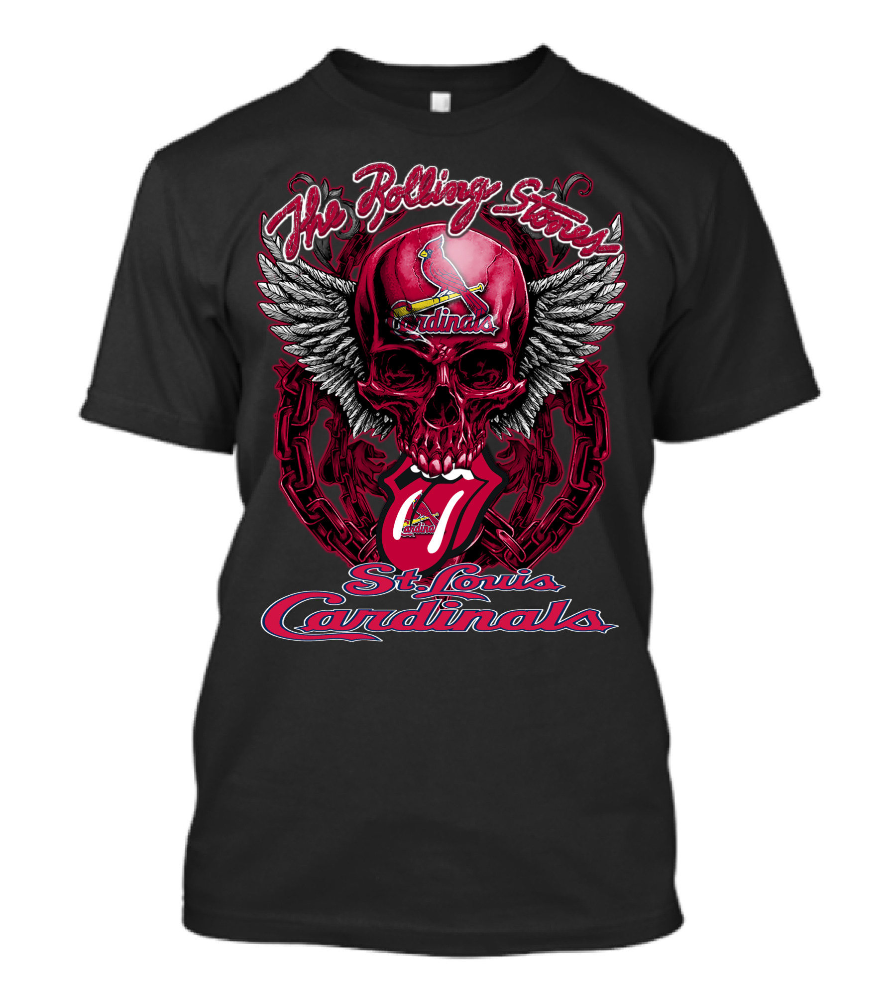 The Rolling Stones St. Louis Cardinals Skull And Wings T-Shirt