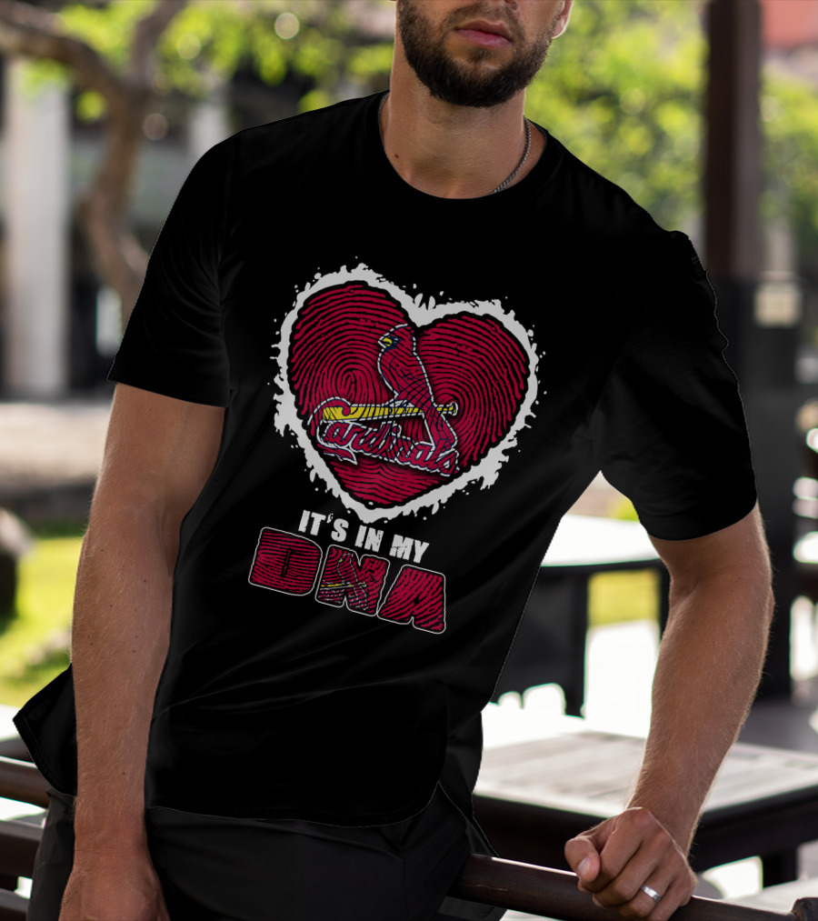 It's In My DNA Cardinals Heart Fingerprint T-Shirt
