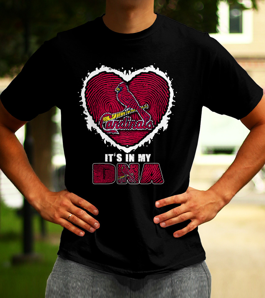 It's In My DNA Cardinals Heart Fingerprint T-Shirt