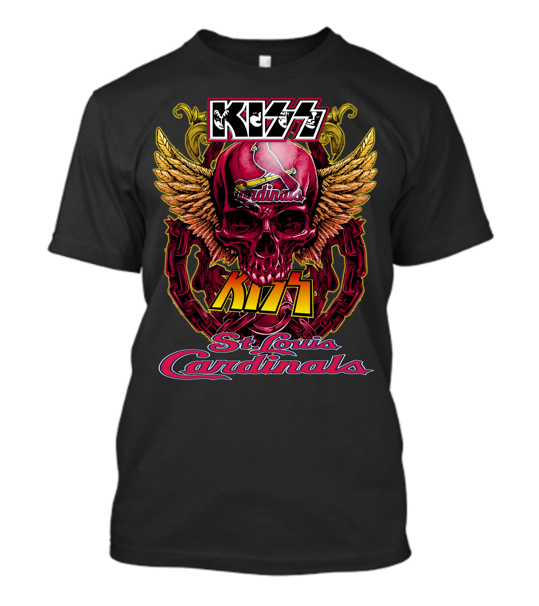 Kiss Cardinals Skull Wings St. Louis Cardinals T-Shirt
