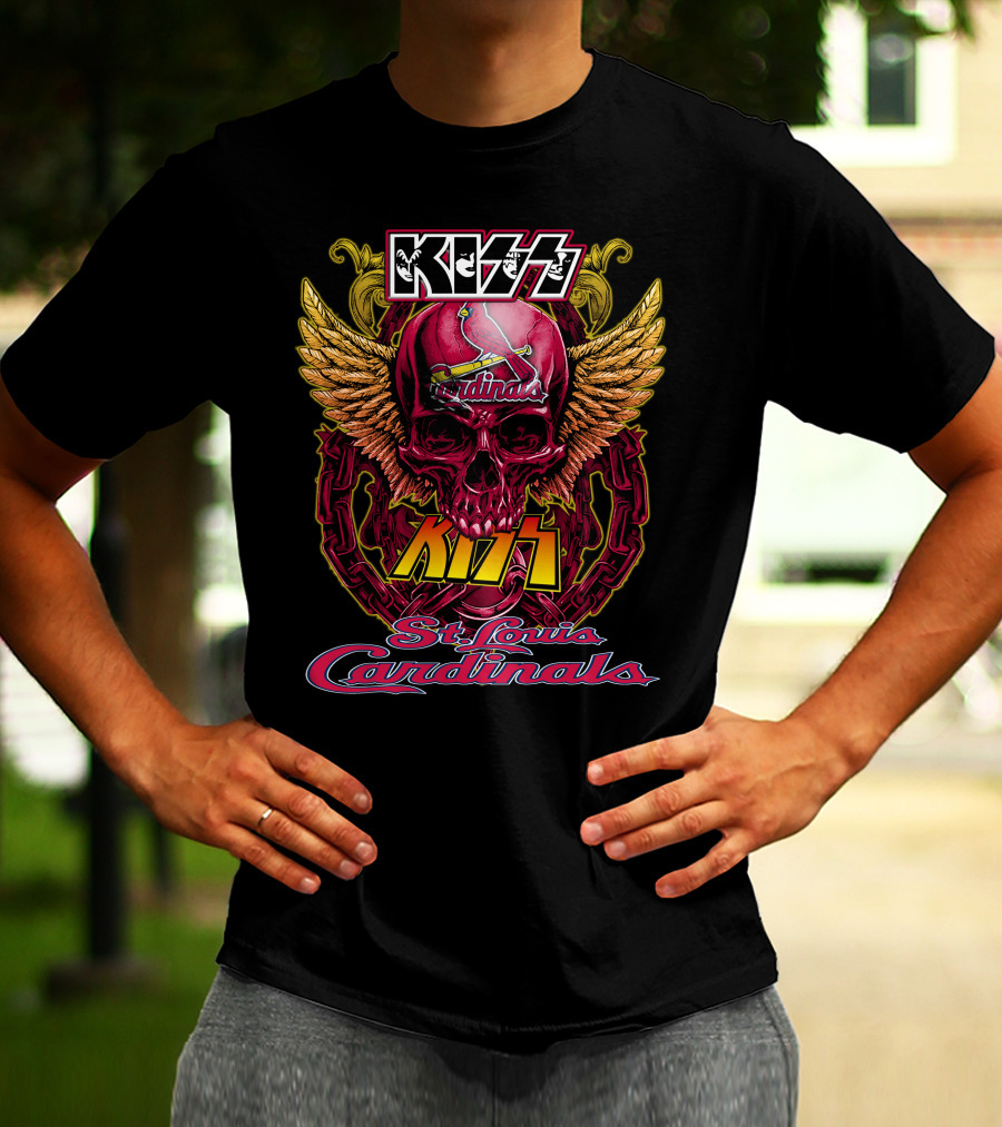 Kiss Cardinals Skull Wings St. Louis Cardinals T-Shirt