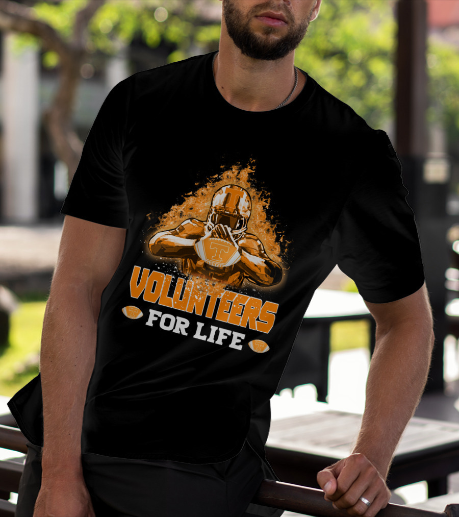 Volunteers For Life Tennessee Football Player Flames T-Shirt