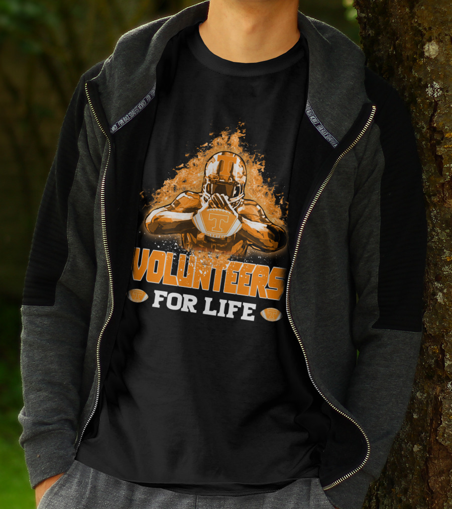 Volunteers For Life Tennessee Football Player Flames T-Shirt