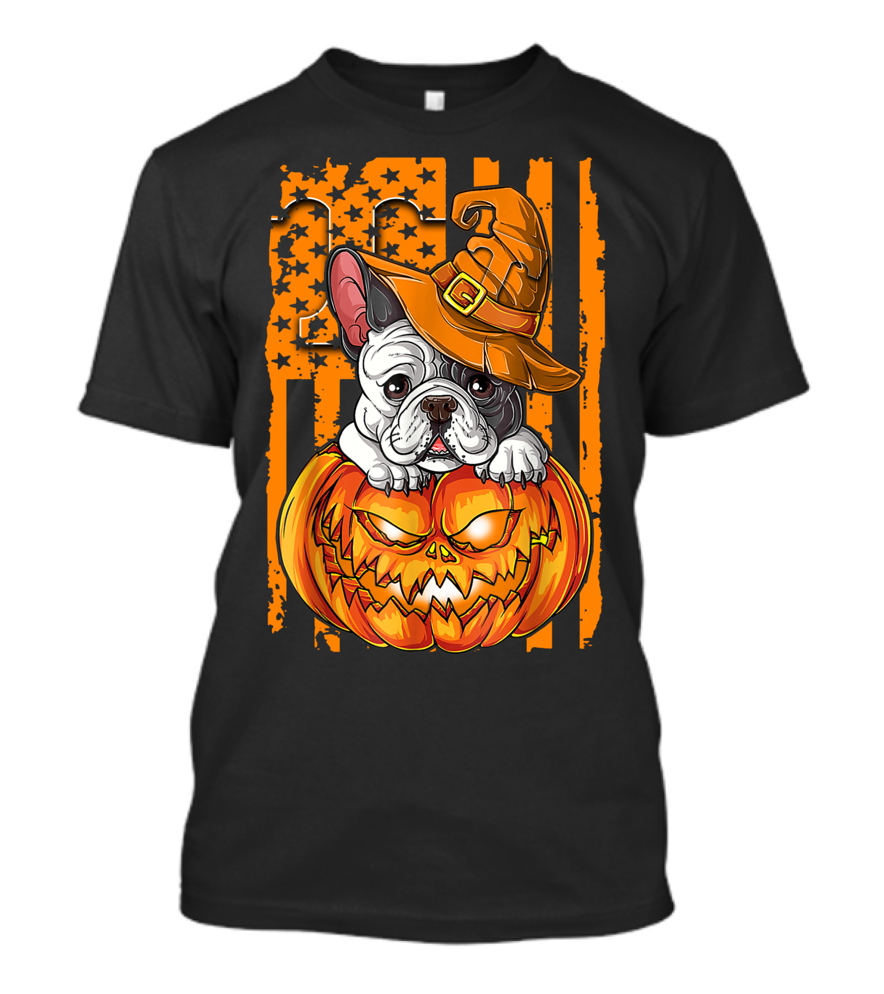 Bulldog Witch Hat Pumpkin Halloween Tennessee Volunteers T-Shirt